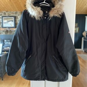 Postcard fur hood winter coat